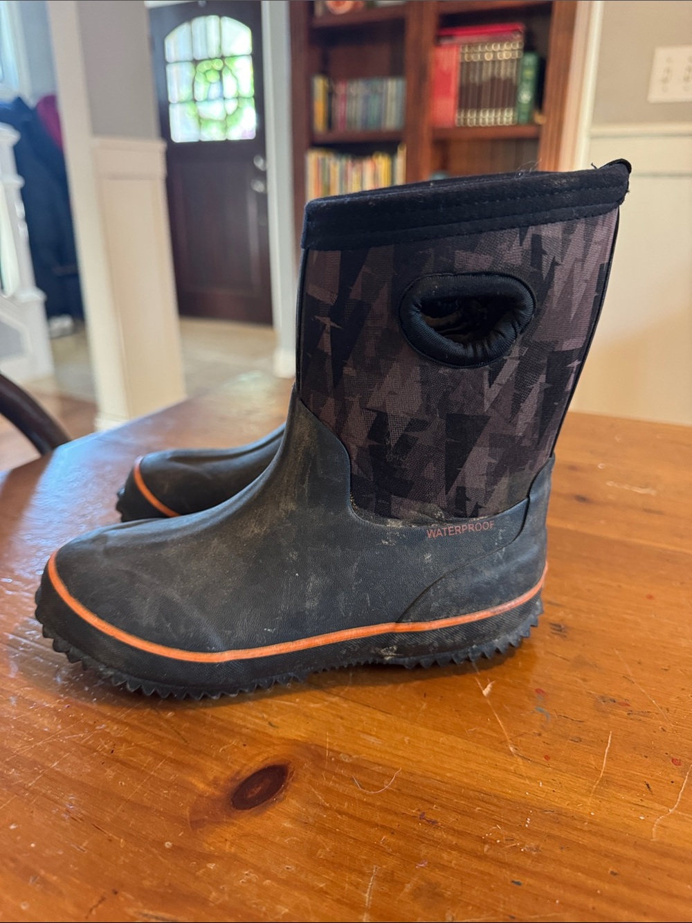 Target Kids Black and Orange Waterproof Pull-On Boots